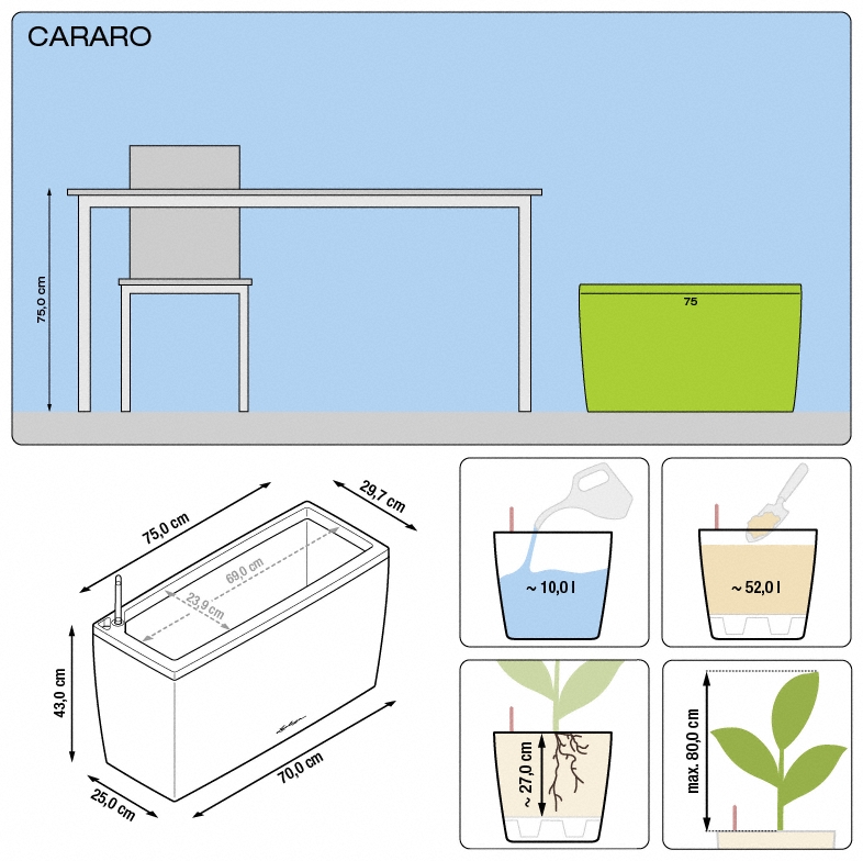 cararo planter specifications